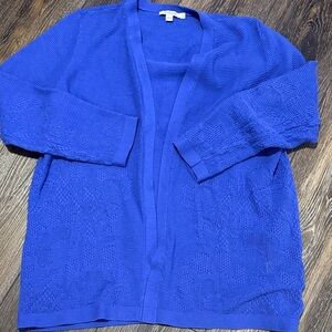 Women's Blue Open-Front Sweater Chico’s size large